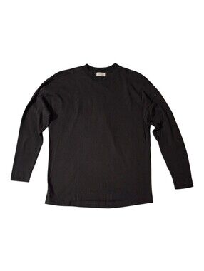 AYR Men's Black The Heavy O Long Sleeve Peruvian Cotton Crewneck Tee Size Small